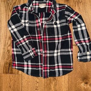 Duluth Trading Co Kids Plaid Shirt - Black, White, Red